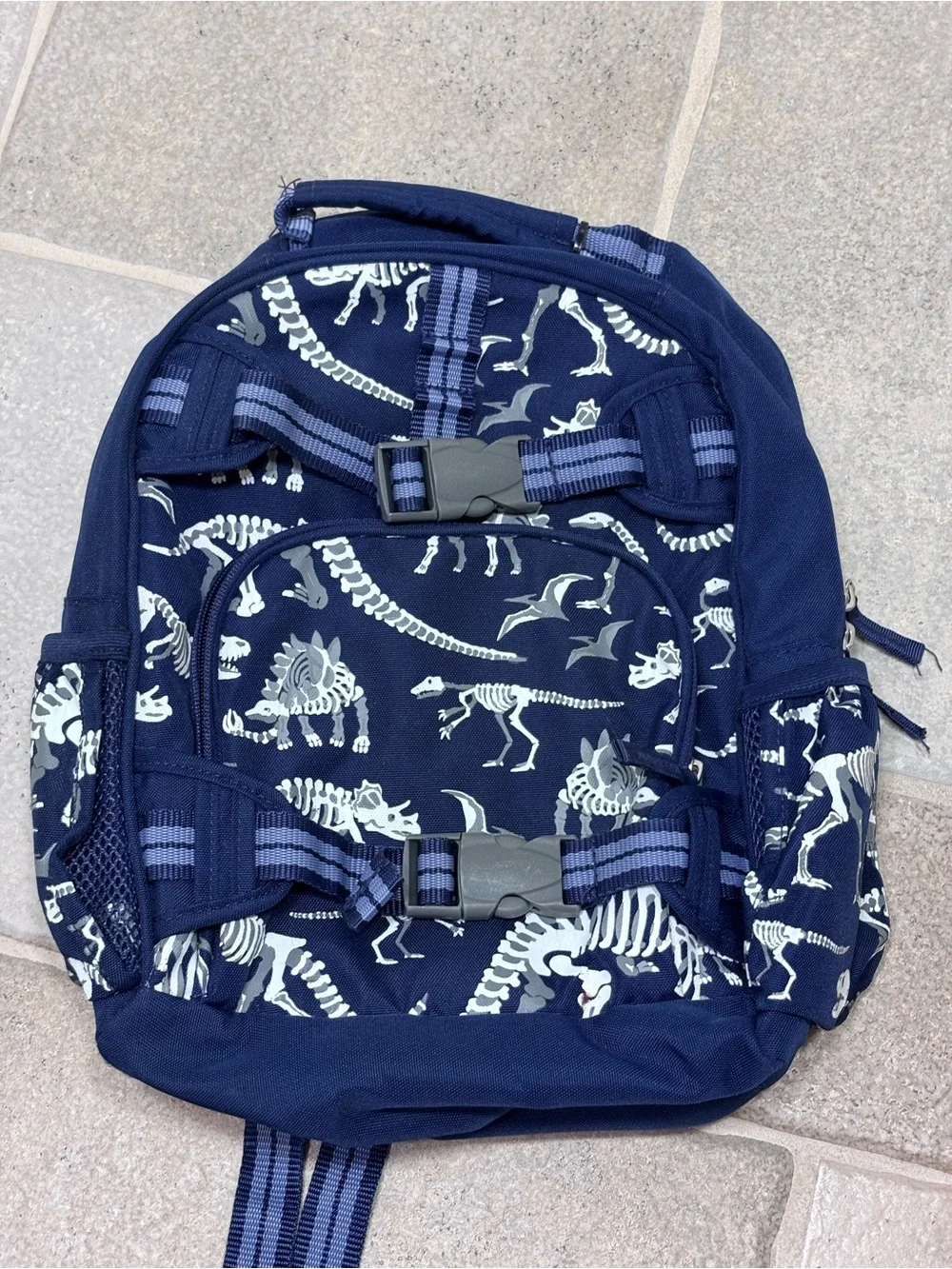 Pottery Barn Kids Mackenzie Dino Bones Backpack Blue
